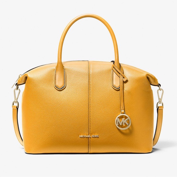 MICHAEL KORS Hyde Large Pebbled Leather Satchel in Golden Rod - Picture 1 of 8